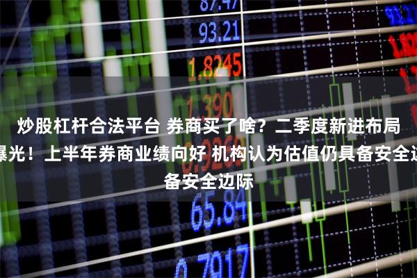 炒股杠杆合法平台 券商买了啥？二季度新进布局股曝光！上半年券商业绩向好 机构认为估值仍具备安全边际
