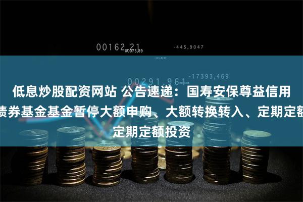低息炒股配资网站 公告速递：国寿安保尊益信用纯债债券基金基金暂停大额申购、大额转换转入、定期定额投资