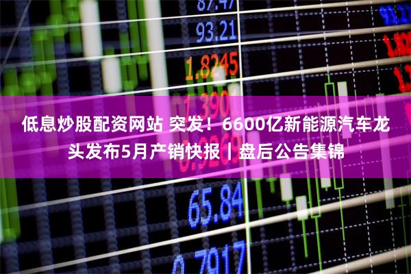 低息炒股配资网站 突发！6600亿新能源汽车龙头发布5月产销快报｜盘后公告集锦