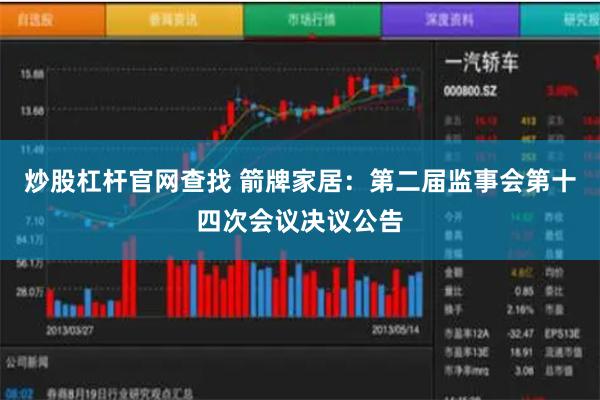 炒股杠杆官网查找 箭牌家居：第二届监事会第十四次会议决议公告